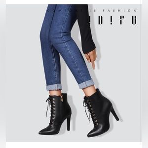 $4.99 📦 | Women's High Heel Stiletto Ankle Boots | Lace Up Booties |